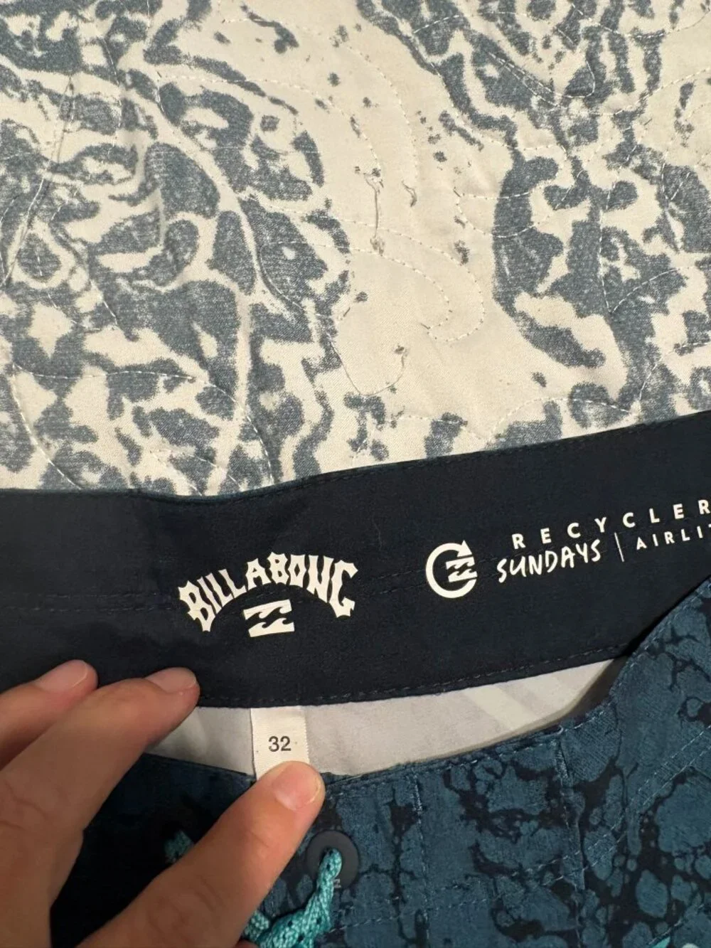 Billabong Sundays Airlite Geometric Board Shorts Teal Blue Size 32